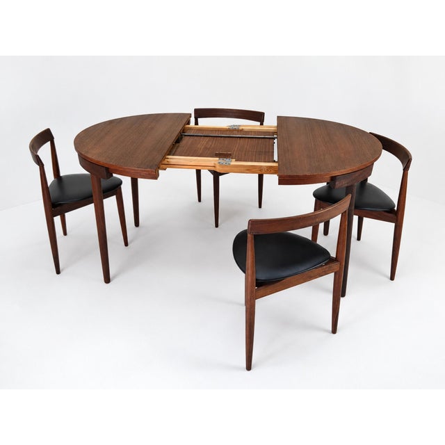 Mid-Century Modern Round Extendable Dining Table and Chairs in Teak by Hans Olsen for Frem Røjle, Denmark, 1960s, Set of 5 For Sale - Image 3 of 18