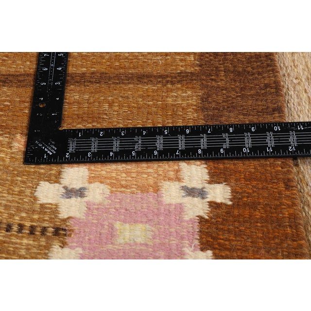 Camel Vintage Swedish Rollakan Rug, 05'07 X 07'07 For Sale - Image 8 of 11