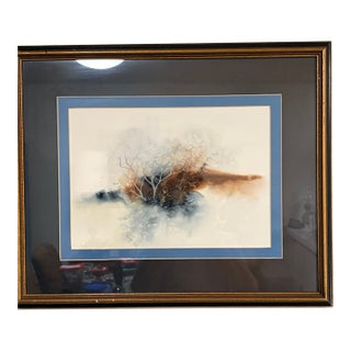 1990s Jan Dorer Signed Original Watercolor Abstract Landscape, Framed For Sale
