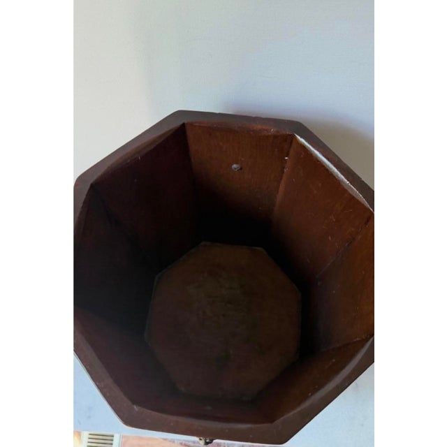 Wood Vintage Wood Trash Can Wastebasket Umbrella Stand Lion Head Decor…. For Sale - Image 7 of 12