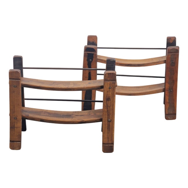 Brutalist Wooden Wine Racks in Oak, 1960s, Set of 2 For Sale