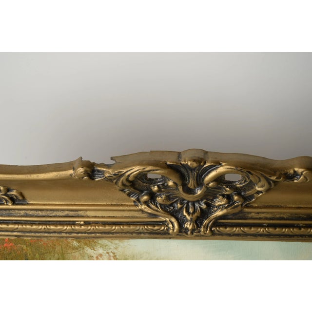 Textile Original Vintage Oil Painting Serene Forest Scenic Signed For Sale - Image 7 of 8