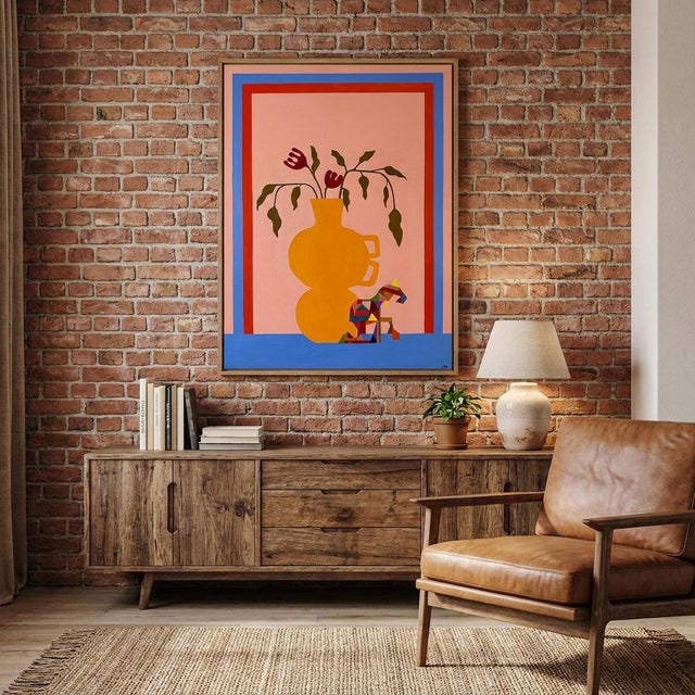 Paint Unique Artwork by Artist Natalie Gonzalez "Yellow Vase and My Horse" For Sale - Image 7 of 8