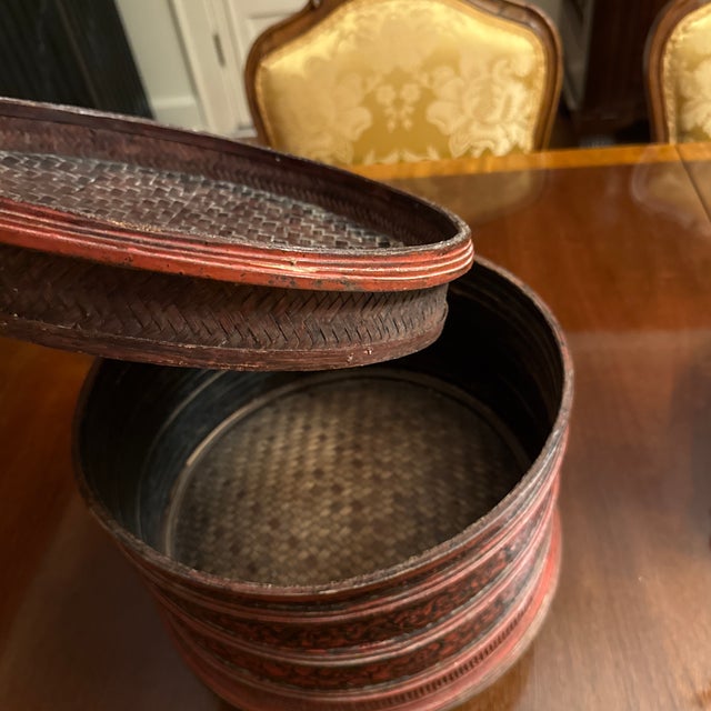 Late 1800s Red Lacquer Betel Tray For Sale - Image 4 of 6