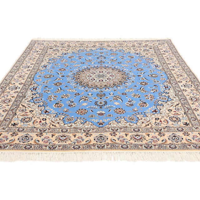 Traditional Signed Habibian Persian Nain 6La Kork-Silk Rug - 05'01 X 06'08 For Sale - Image 3 of 9