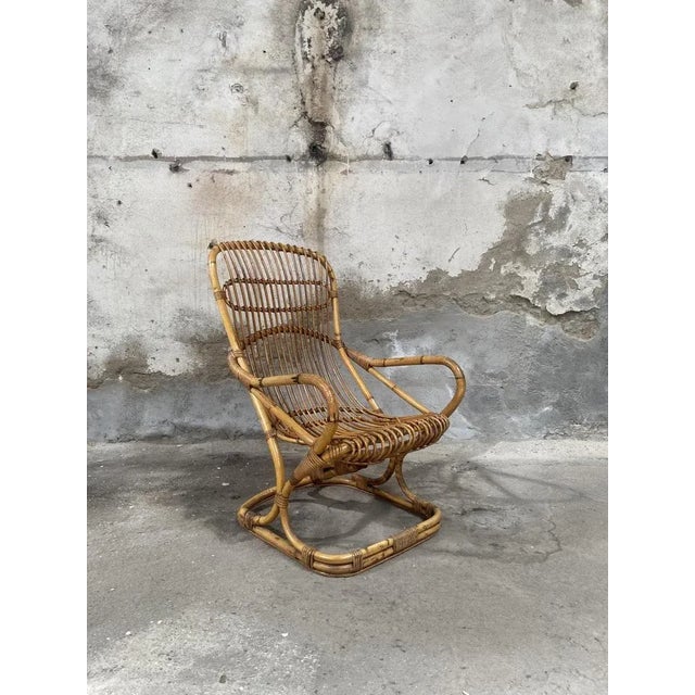 Mid-Century Modern Mid-Century Modern Italian Bamboo and Rattan Armchair, 1960s For Sale - Image 3 of 11