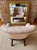 Custom Tufted Wingback Chair and Ottoman in Pink by Oscar De La Renta For Sale - Image 10 of 12