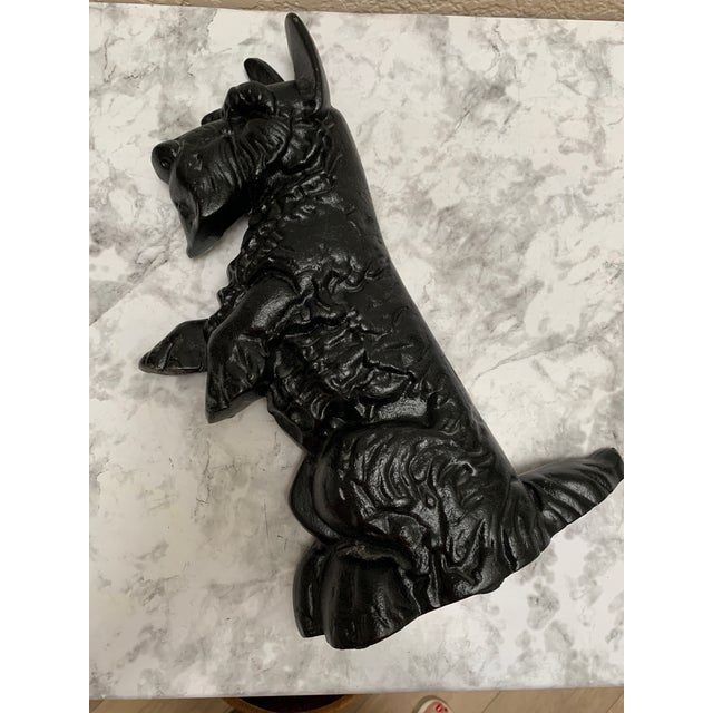 Farmhouse Vintage Black Iron Scottish Terrier Doorstop Decor For Sale - Image 3 of 9
