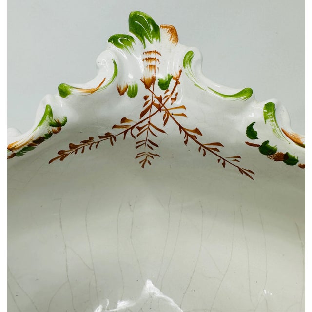 White Vintage Paul's Hand Painted Ceramic Footed Bowl Made in Italy For Sale - Image 8 of 13