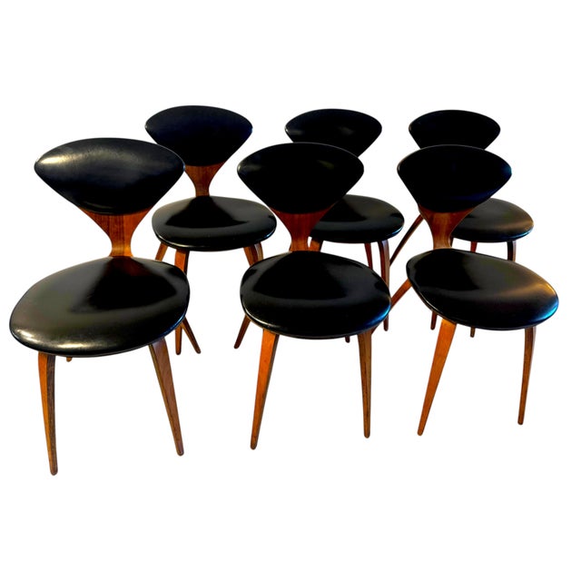 1950s Early Norman Cherner Side Chairs for Plycraft, Set of 6 — Rare "Bernardo" Label, Circa 1958–1963 For Sale - Image 5 of 13