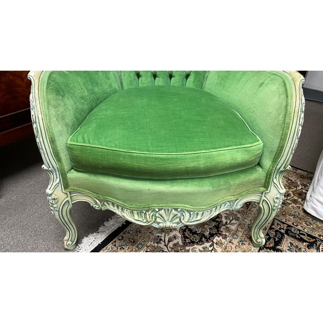 Vintage Shabby Chic Victorian Velvet Upholstered Wing Chair Chairish