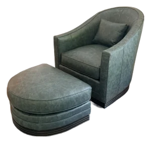 Vanguard Syms Leather Swivel Chair and Ottoman
