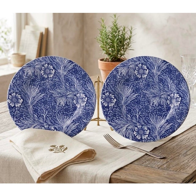 Blue William Morris "Marigold" Blue and White Plates by Goodies - a Pair For Sale - Image 8 of 9