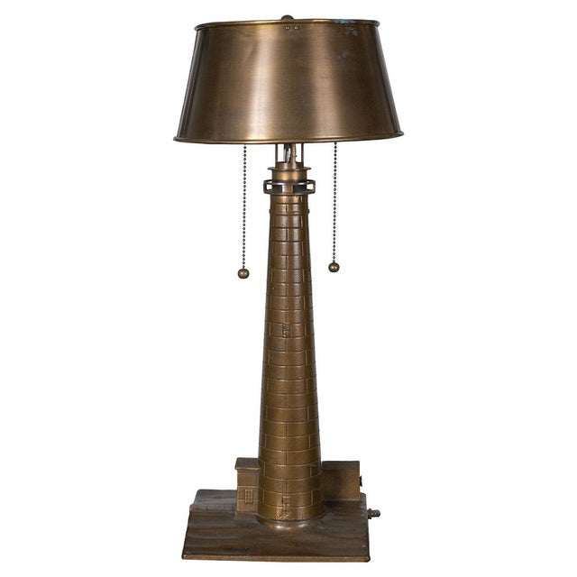 1950s Cast Bronze Lighthouse Table Lamp For Sale - Image 5 of 12