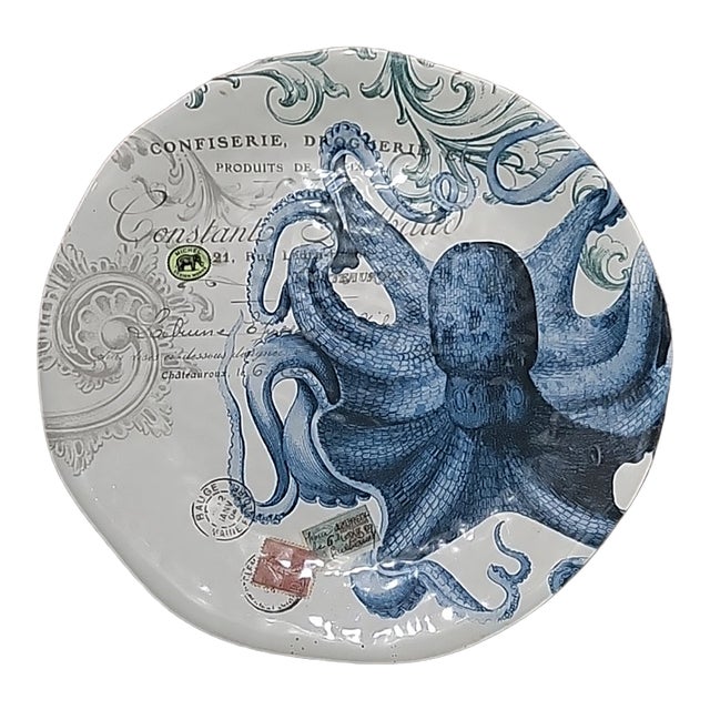 Michel Design Works Blue Octopus Platter Melamine For Sale
