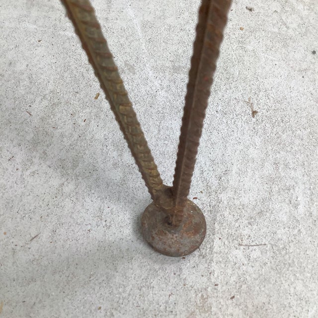 Vintage Studio-Made Sculptural Iron Counter Stool With Black Leather Seat For Sale - Image 12 of 18