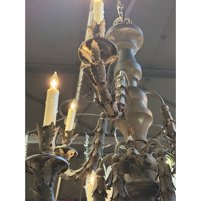 19th Century Italian Carved Wood and Iron Chandelier For Sale - Image 12 of 13