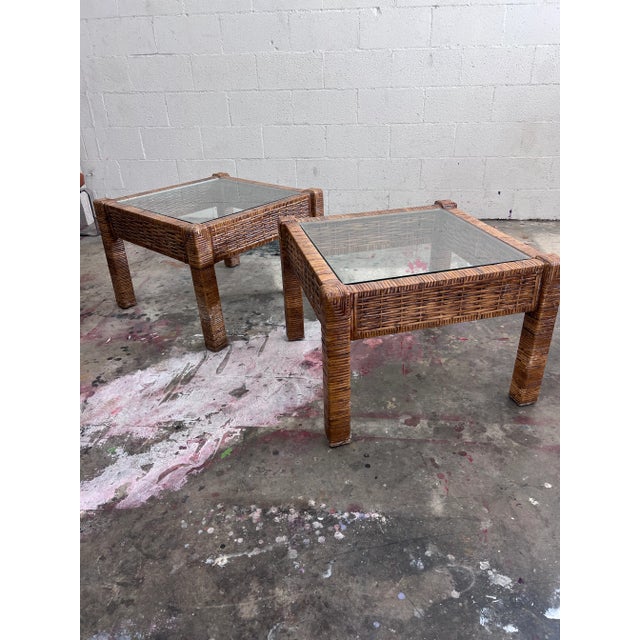Vintage 1980s Modular Rattan Coffee Tables/Side Tables -A Pair For Sale - Image 9 of 9