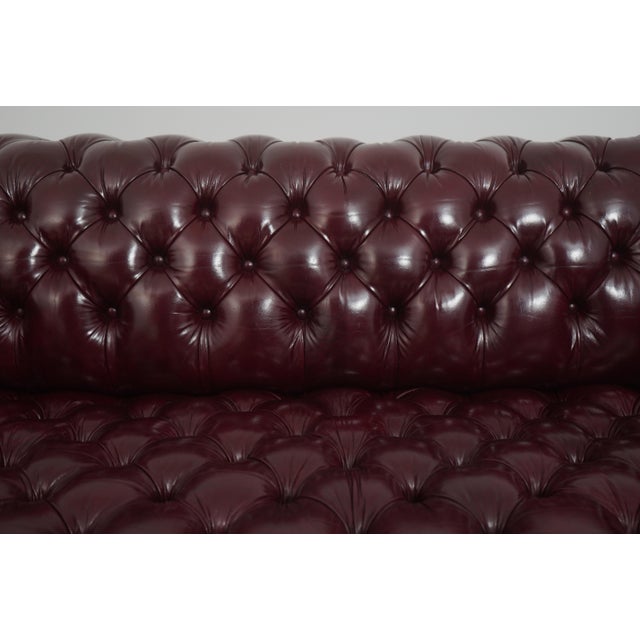1990s Hancock & Moore Burgundy Leather Chesterfield Sofa For Sale - Image 5 of 18