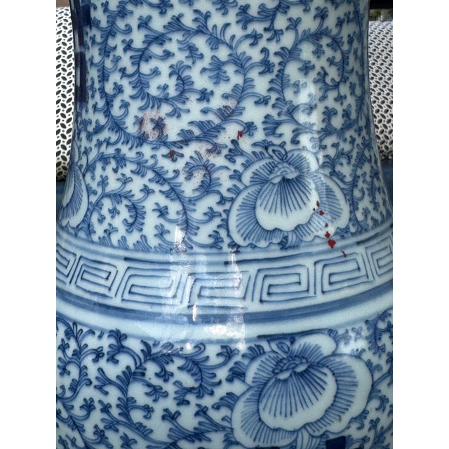 Antique Chinese Blue & White Porcelain Double Happiness Vases – Pair For Sale - Image 4 of 6