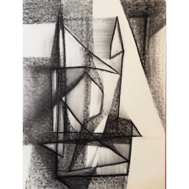 Silvin Bronkart, Large Geometric Abstract Composition, 1953, Charcoal on Paper For Sale - Image 10 of 10
