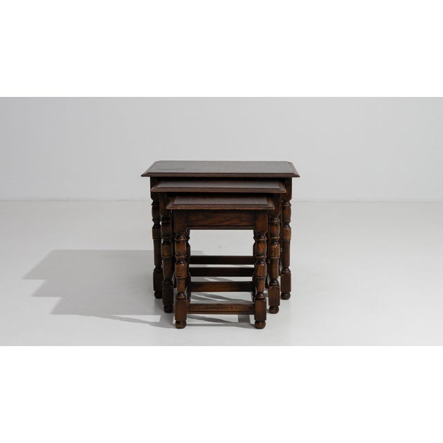 Black 19th Century France Black Wood Nesting Table For Sale - Image 8 of 11
