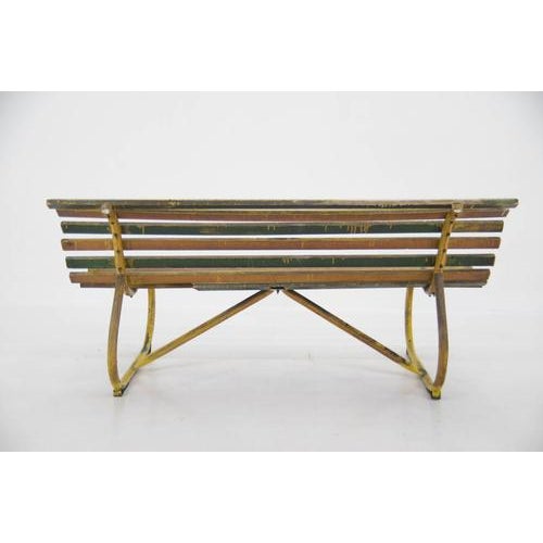 Vintage Industrial Wood and Iron Bench, Czech Republic, 1920s For Sale - Image 4 of 17