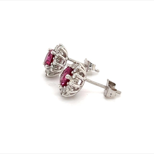 Red Diamond Rubellite Tourmaline Earrings 14k Gold 1.36 Tcw Certified For Sale - Image 8 of 13
