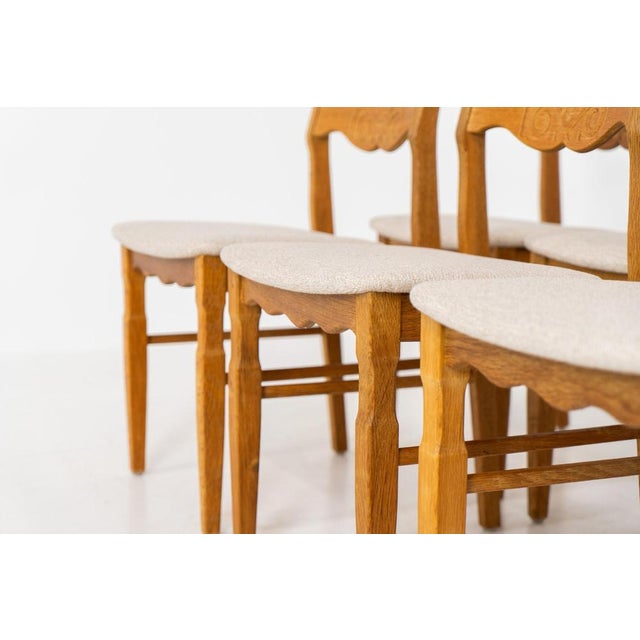 Brutalist Chairs in Oak by Henning Kjaernulf, Set of 6 For Sale - Image 6 of 15