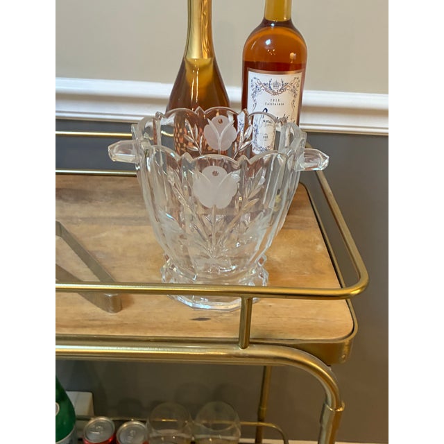 Traditional Vintage Ornate Etched Flower Ice Bucket For Sale - Image 3 of 6