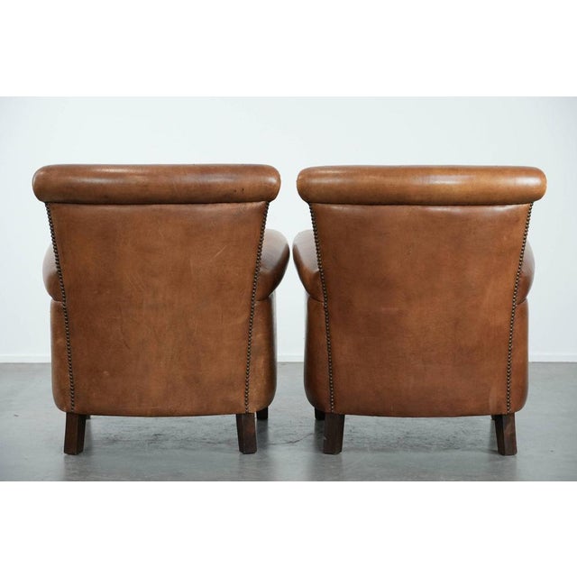 Vintage Sheepskin Leather Chairs, Set of 2 For Sale - Image 3 of 18