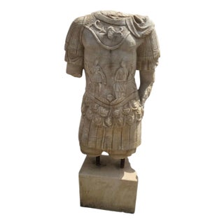 Hand-Carved Sculpture of a Roman Emperor, Early 20th Century, Marble For Sale