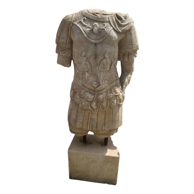 Hand-Carved Sculpture of a Roman Emperor, Early 20th Century, Marble For Sale