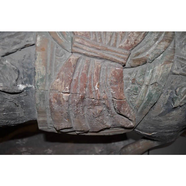 Wood Large Polychrome Carved Wood Tang Horse For Sale - Image 7 of 8