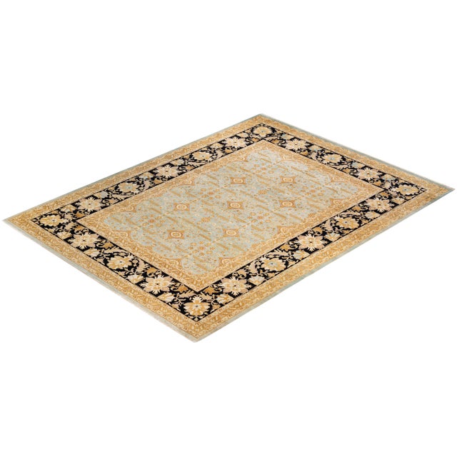 Baby Blue Eclectic, One-of-a-Kind Hand-Knotted Area Rug - Light Blue, 9' 1" x 12' 2" For Sale - Image 8 of 8