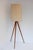 Large Scandinavian Teak Tripod Floor Lamp with Drawn Thread Embroidery Shade For Sale - Image 9 of 17