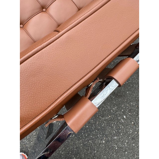 Set of 4 Vintage Knoll Barcelona Chairs by Mies Van Der Rohe Brown Leather Lounge Mid-Century For Sale - Image 12 of 15