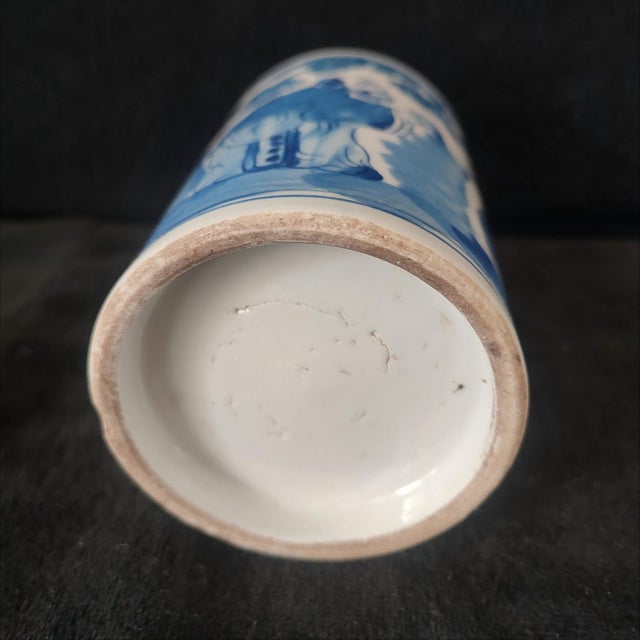 Chinese Ceramic Pot,Blue and White Porcelain Brush Pot Hand Painted Figures Story Pattern For Sale In Seattle - Image 6 of 10