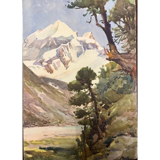 Mid 20th Century Vintage Swiss Alps Art Prints - Zermatt Matterhorn Gandria Rosegtal - Set of 4 For Sale - Image 5 of 6