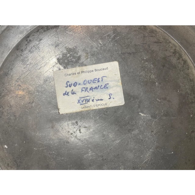 French Rare Antique 18th Century European French Forged Pewter Dinner Plate Dish For Sale - Image 3 of 7