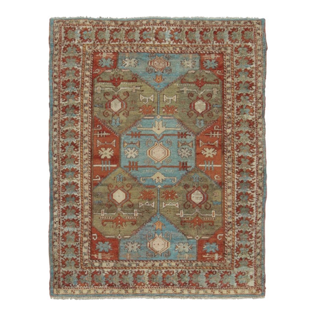 Antique Turkish Rug With Geometric Medallion & Floral Borders - Rug & Kilim For Sale