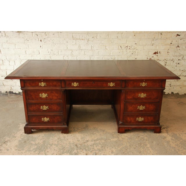John Burled Mahogany Leather Top Executive Desk Chairish