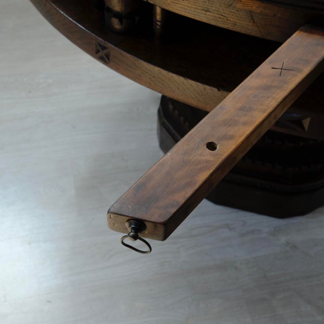 Brown Antique Round Carved Wood Game Table, 1900s For Sale - Image 8 of 17