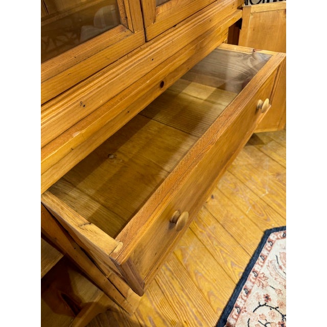 Light Yellow 1990s Knotty Pine Breakfront Cabinet For Sale - Image 8 of 9