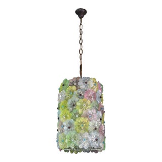 Vintage Multicolor Murano Glass Flower Chandelier by Seguso For Sale
