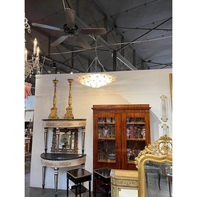 Glass Modern Murano Glass Pink Disc Flush Mount Chandelier For Sale - Image 7 of 8