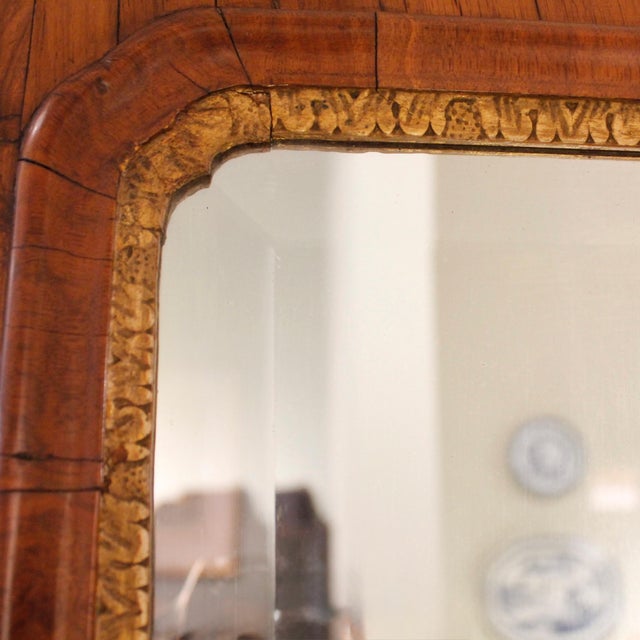 Wood George II Period Walnut and Parcel Gilt Mirror With Carved and Gilt Shell Crest For Sale - Image 7 of 11