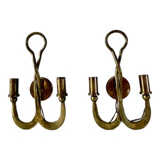 1970s Bronze Wall Sconces in the Brutalist Style - a Pair For Sale