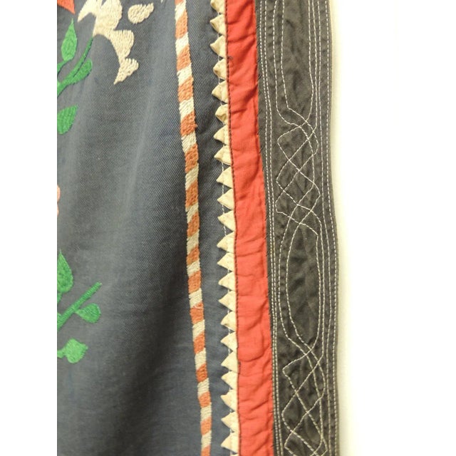 Vintage Large Colorful Floral Embroidered Vintage Suzani Panel For Sale In Tampa - Image 6 of 9