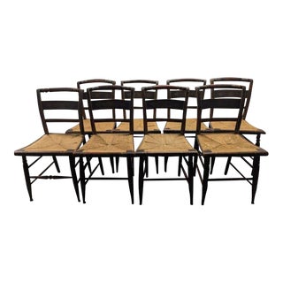 Early 20th Century Stenciled Hitchcock Armless Chairs - Set of 8 For Sale